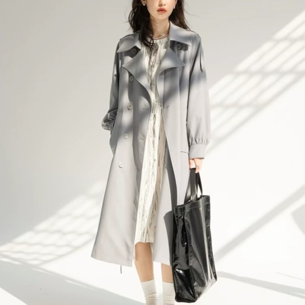 *New with Tag* Elegant Gray Long Trench Coat